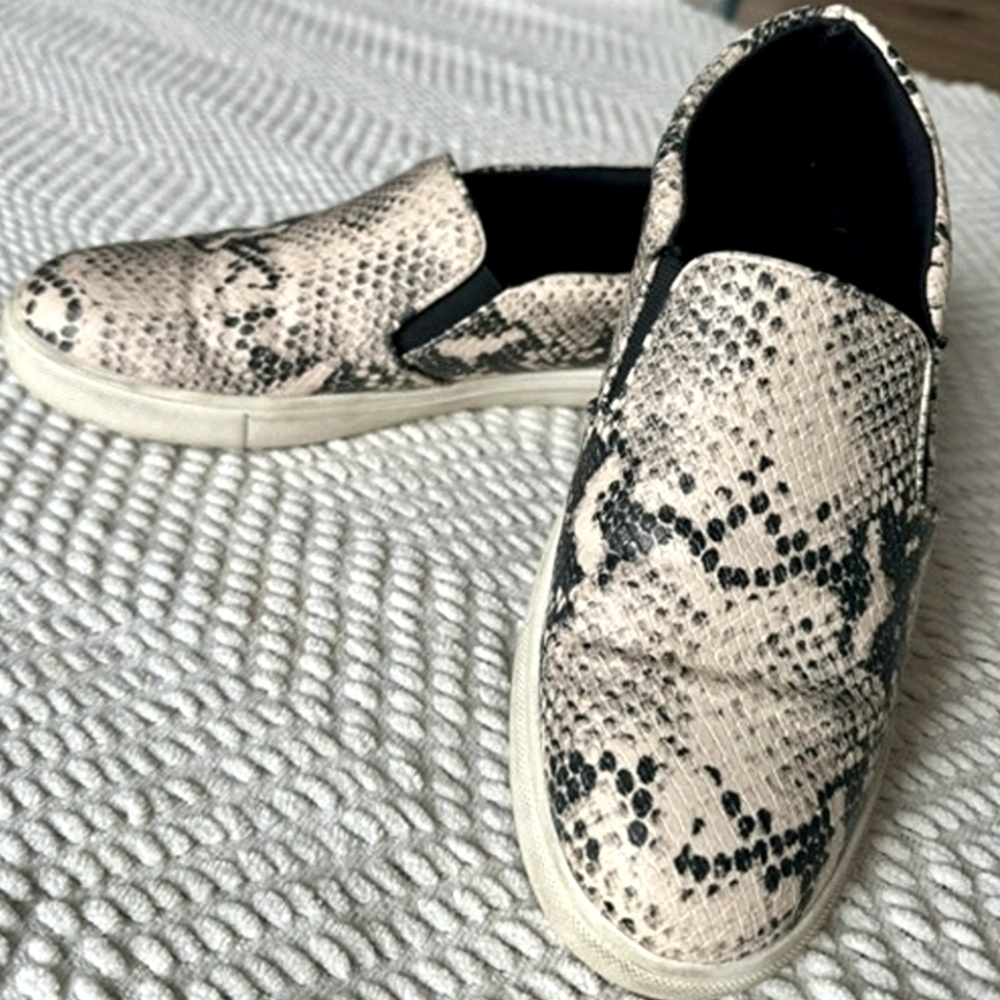 Womens A New Day Snakeskin Slip-on Shoes - Beige, Size 6